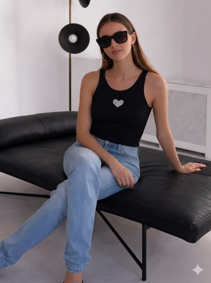 Bra Friendly Heart Rhinestone Tank Top