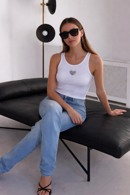 Bra Friendly Heart Rhinestone Tank Top